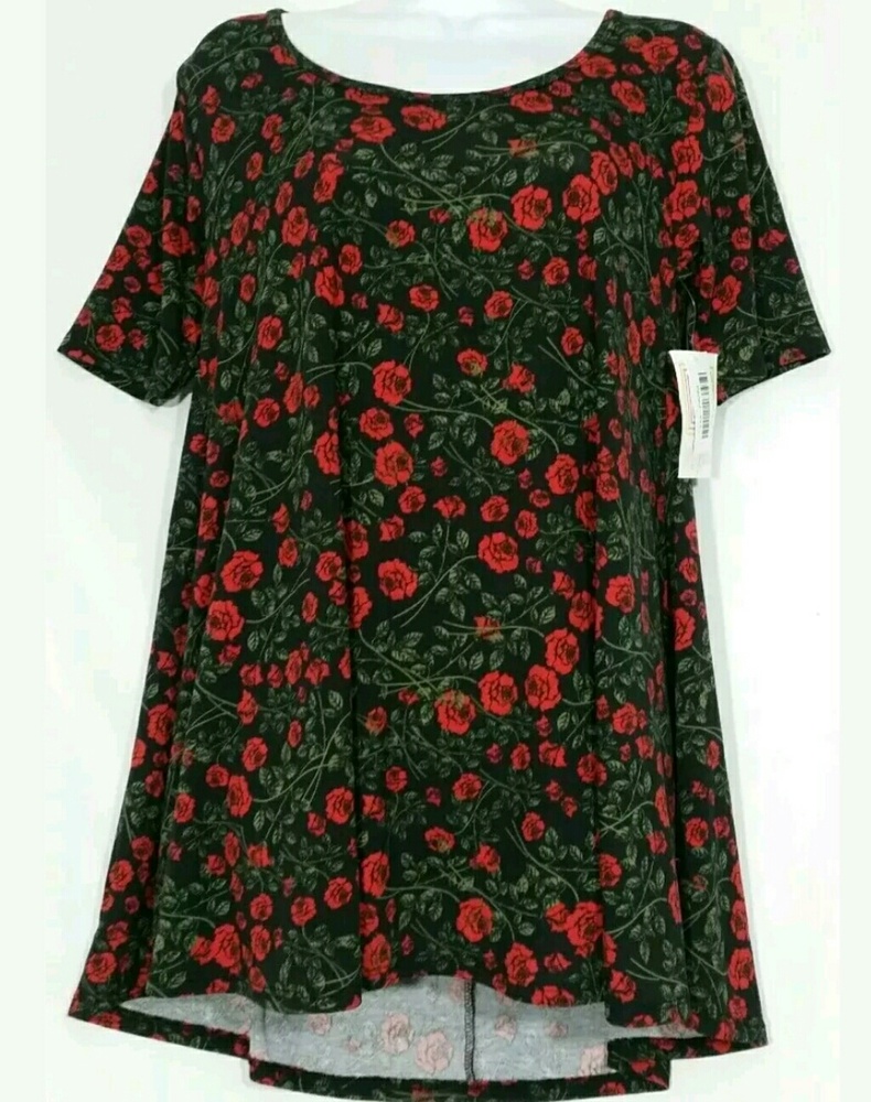 LuLaRoe LLR Perfect T XXS Black with Red Roses